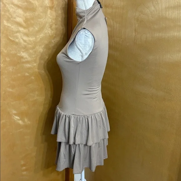 NWT Wild Fable Light Taupe Sleeveless Mock Neck Ruffle Dress Size XS - Picture 3 of 12